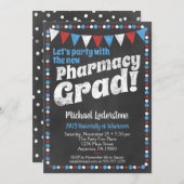Pharmacy Graduation Party Einladung Red Blue (Vorne/Hinten)