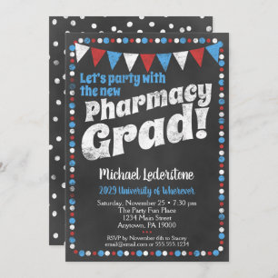 Pharmacy Graduation Party Einladung Red Blue