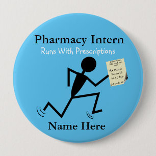 Pharmacy Intern Name Pins Badge Blue Button