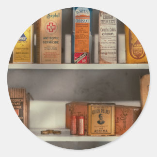 Pharmacy - Many coughing cures Runder Aufkleber