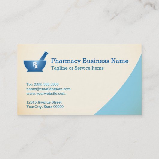 Pharmacy Mortar Pestle Logo Chemist - Cream Blue Visitenkarte (Rückseite)
