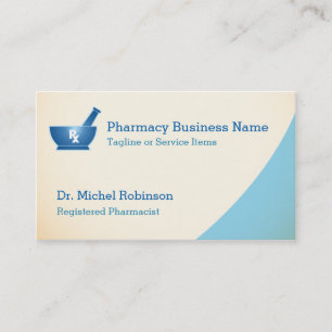 Pharmacy Mortar Pestle Logo Chemist - Cream Blue Visitenkarte