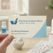 Pharmacy Mortar Pestle Logo Chemist - Cream Blue Visitenkarte