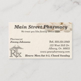 Pharmacy Pharmacist Medication List Business Card Visitenkarte