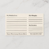 Pharmacy Pharmacist Medication List Business Card Visitenkarte (Rückseite)