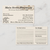 Pharmacy Pharmacist Medication List Business Card Visitenkarte (Vorne/Hinten)