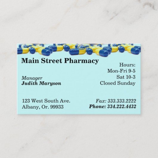 Pharmacy Pharmacist Medication List Business Card Visitenkarte (Vorderseite)