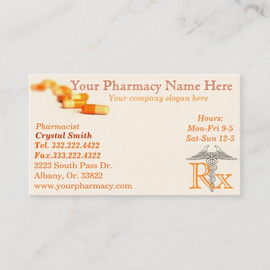 Pharmacy Pharmacist Medication List Business Card Visitenkarte (Vorderseite)