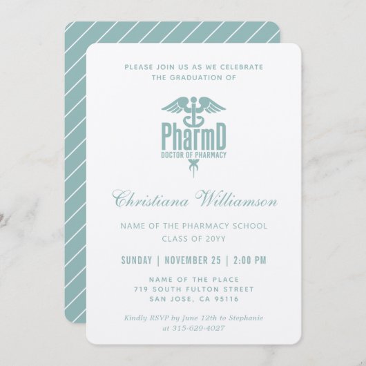 Pharmacy PharmD Pharmacy Abschluss Einladung (Vorne/Hinten)