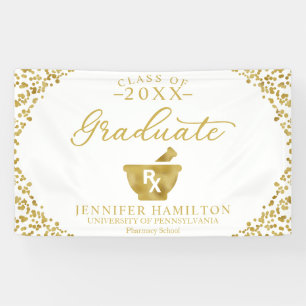 Pharmacy School White Gold Abschluss Banner