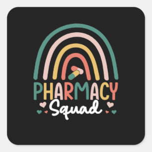 Pharmacy Squad Rainbow Quadratischer Aufkleber
