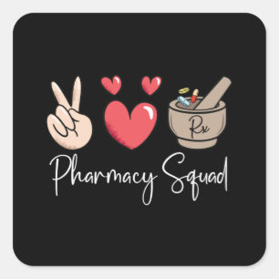 Pharmacy Squad Technician Tech Medicinal Pharmacis Quadratischer Aufkleber