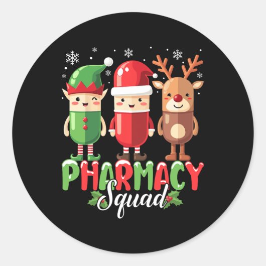Pharmacy Squad Weihnachtskostüm Funny Pills Pharm Runder Aufkleber (Vorderseite)