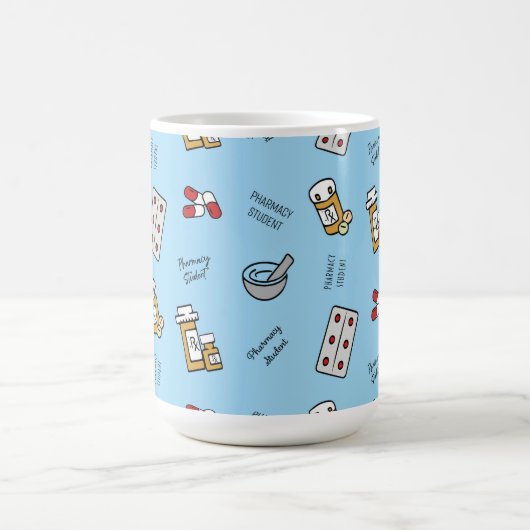 Pharmacy Student icons on blue Coffee Mug Kaffeetasse (Mittel)