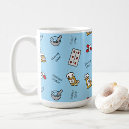Pharmacy Student icons on blue Coffee Mug Kaffeetasse