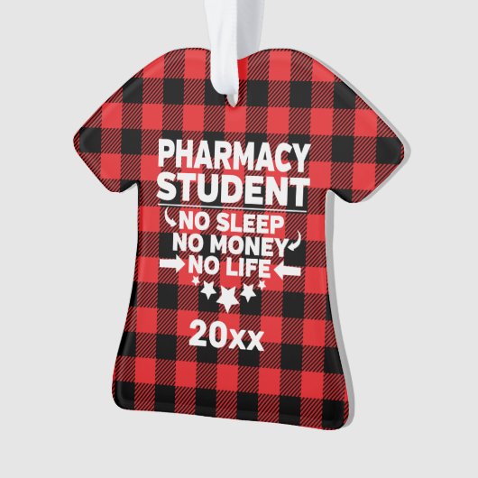 Pharmacy Student No Life Money Sleep Red Kariert Ornament (Vorderseite)
