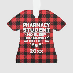 Pharmacy Student No Life Money Sleep Red Kariert Ornament