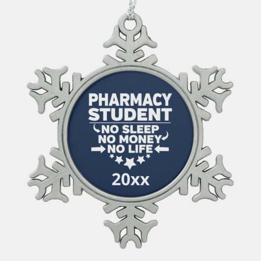Pharmacy Student No Sleep Life Athletic Navy Schneeflocken Zinn-Ornament (Vorderseite)