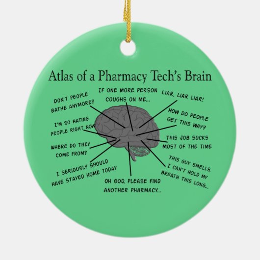 Pharmacy Tech "Atlas of Pharmacy Tech Brain" Keramik Ornament (Hinten)