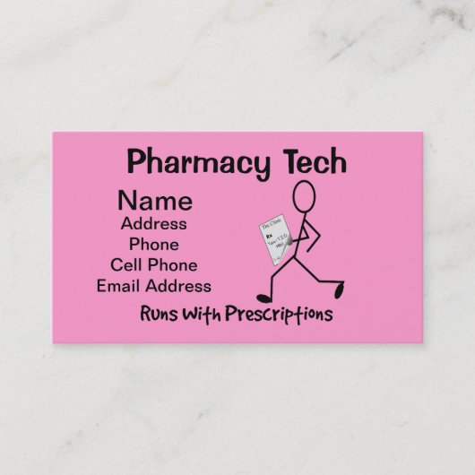 Pharmacy Tech Business Cards Pink Visitenkarte (Vorderseite)