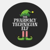 Pharmacy Tech Elf Matching Family Group Christmas Runder Aufkleber (Vorderseite)