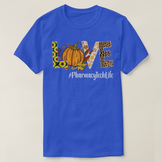 Pharmacy Tech Liebe Fall Pumpkin Leopard Halloween T-Shirt (Design vorne)
