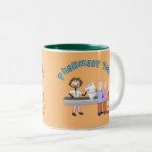 Pharmacy Tech Ohrts Stick People Design Two-Tone C Zweifarbige Tasse (VorderseiteRechts)