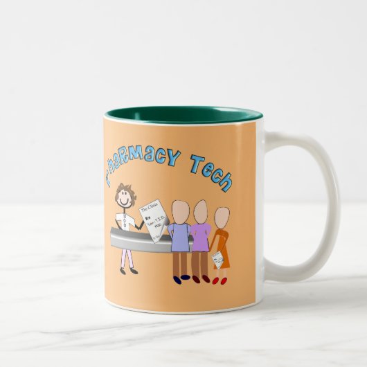 Pharmacy Tech Ohrts Stick People Design Two-Tone C Zweifarbige Tasse (Rechts)