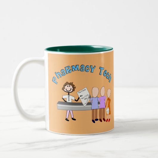 Pharmacy Tech Ohrts Stick People Design Two-Tone C Zweifarbige Tasse (Links)