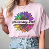 Pharmacy Tech Profession Rainbow Sunflower T-Shirt