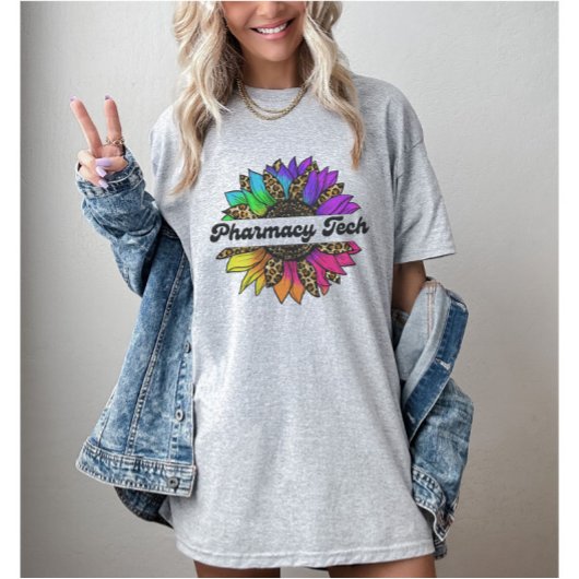 Pharmacy Tech Profession Rainbow Sunflower T-Shirt