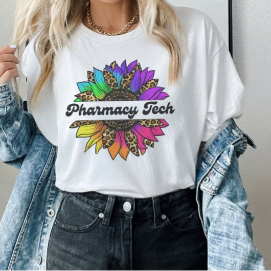 Pharmacy Tech Profession Rainbow Sunflower T-Shirt