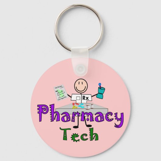 Pharmacy Tech Stick People Design Geschenke Schlüsselanhänger (Vorderseite)