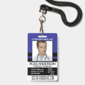 Pharmacy Technician Foto Abzeichen - Blau Ausweis (Vorderseite mit Lanyard)