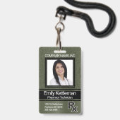 Pharmacy Technician Foto Abzeichen - Grün Ausweis (Vorderseite mit Lanyard)