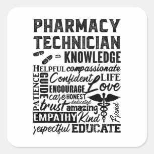 Pharmacy Technician Quote Medicine Pharmacists Quadratischer Aufkleber