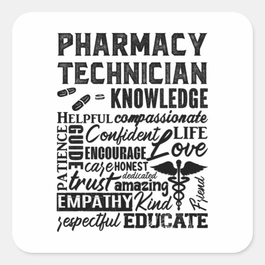 Pharmacy Technician Quote Medicine Pharmacists Quadratischer Aufkleber (Vorderseite)