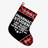 Pharmacy Uni Student No Life Money Red Kariert Großer Weihnachtsstrumpf (Vorderansicht (hängend))