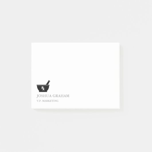 Pharmakologie-Mörser-und Post-it Klebezettel (Vorderseite)