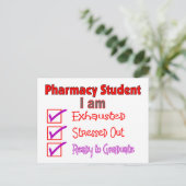 Pharmazeutische Studentin "Stressed, Exhausted" Ge Postkarte (Stehend Vorderseite)