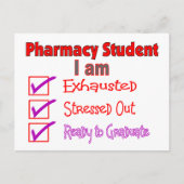 Pharmazeutische Studentin "Stressed, Exhausted" Ge Postkarte (Vorderseite)