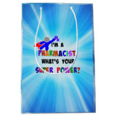 Pharmazeutischer Superheld-Design Mittlere Geschenktüte (Vorderseite)