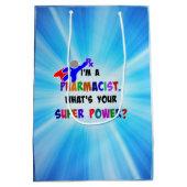 Pharmazeutischer Superheld-Design Mittlere Geschenktüte (Rückseite)