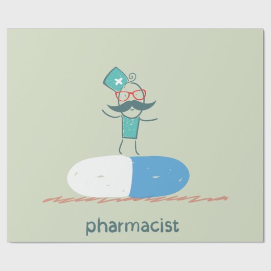 Pharmazeutischer Unternehmer auf einer Tablette Geschenkpapier (Flach)