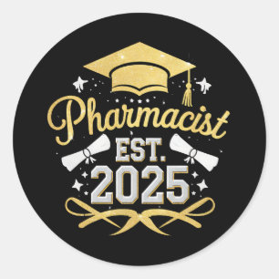 Pharmazeutischer Unternehmer Est 2025 Pharmazeutis Runder Aufkleber