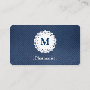 Pharmazeutischer Unternehmer Lace Monogram Blue Pa Visitenkarte
