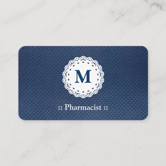 Pharmazeutischer Unternehmer Lace Monogram Blue Pa Visitenkarte (Vorderseite)