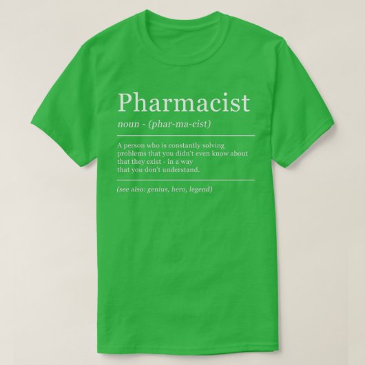 Pharmazie-Definition des Wörterbuchs T-Shirt (Design vorne)