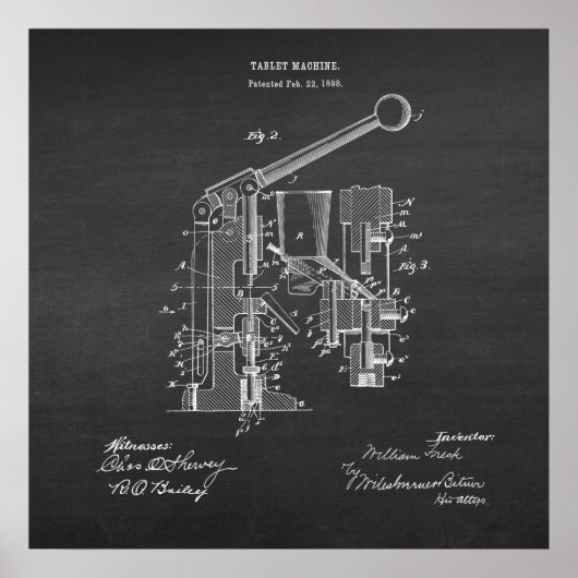 Pharmazie Print #5 Tablet Machine Patent Poster (Vorne)