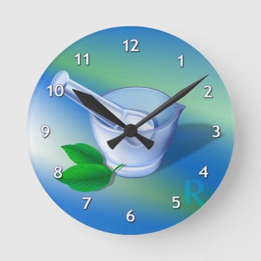 Pharmazie-Symbol Runde Wanduhr (Vorderseite)